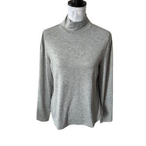 Ministry Of Supply Merino Wool Blend Mock Neck Top Light Gray Women Medium